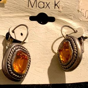 Max K earrings with Amber stone .Designer